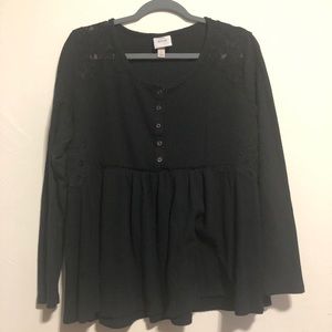 Black Long Sleeve Lace Top